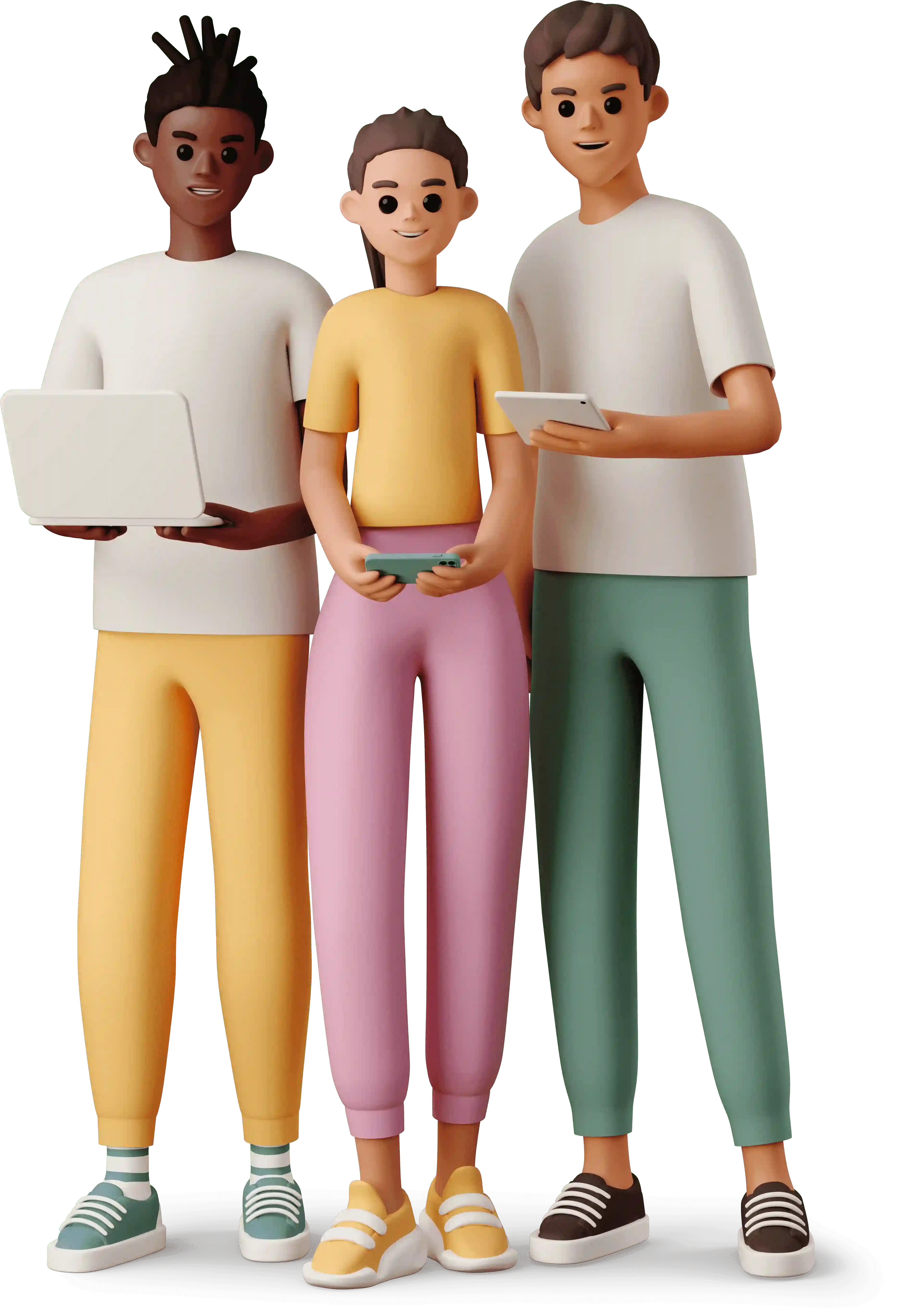 3D illustration of students holding books