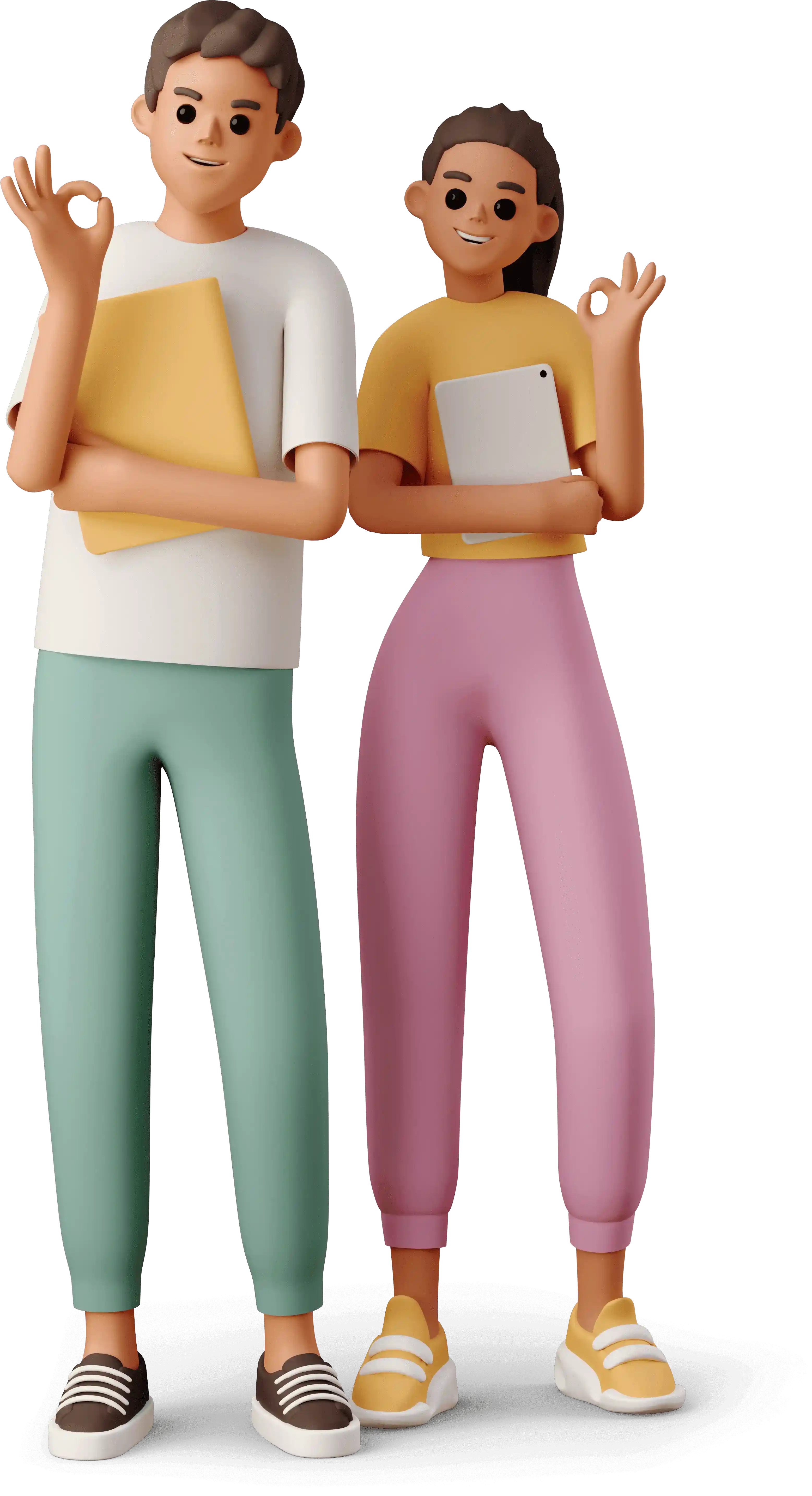 3D illustration of students holding books