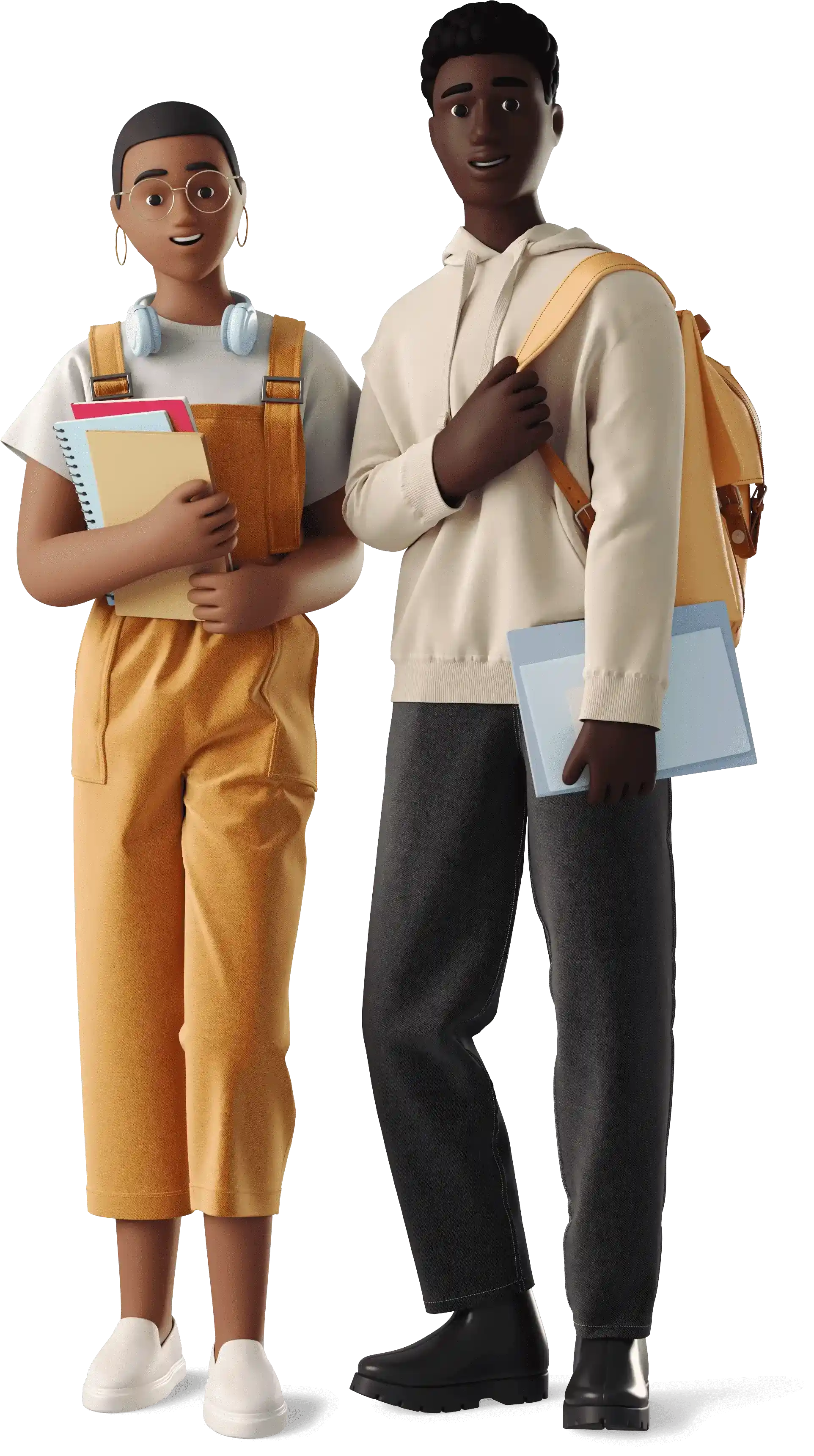 3D illustration of students holding books